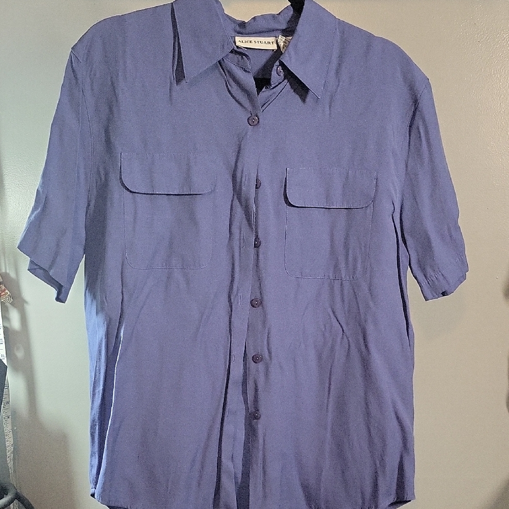 Alice Stuart Blue Button Down Shirt with Lightweight Fabric